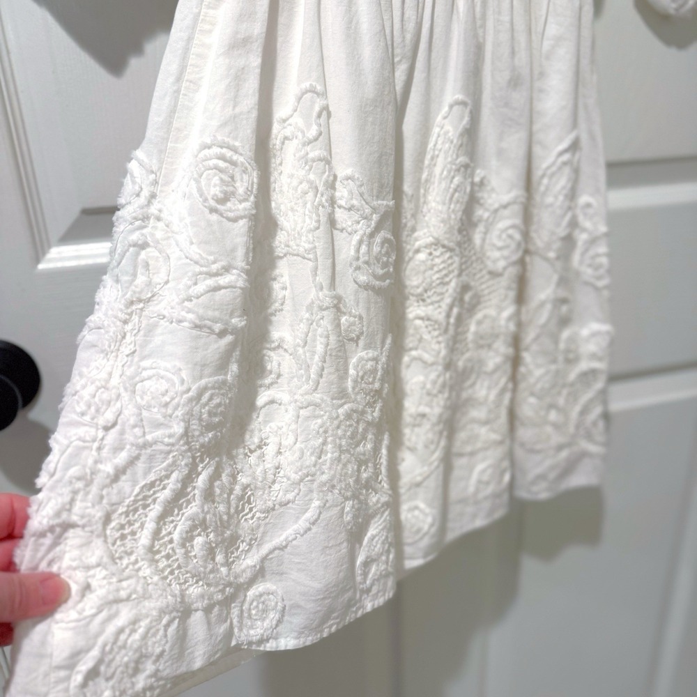 Chelsea28 White Cotton Off Shoulder Embroidered Floral Lined Cottagecore Dress 2 - Picture 4 of 9